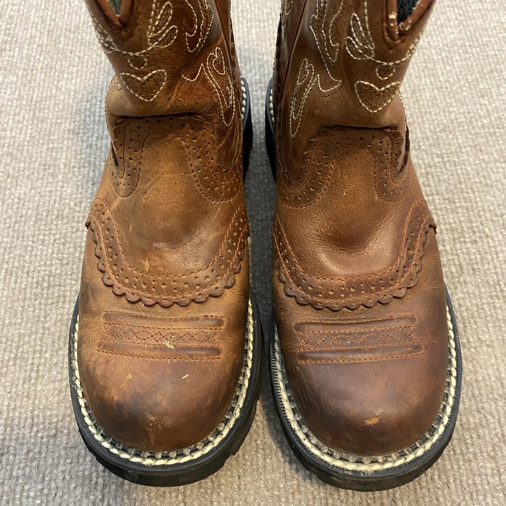 Ariat Boots Womens Size 6 Brown Leather Mid Calf Western Lug Sole 14930 - Picture 3 of 15